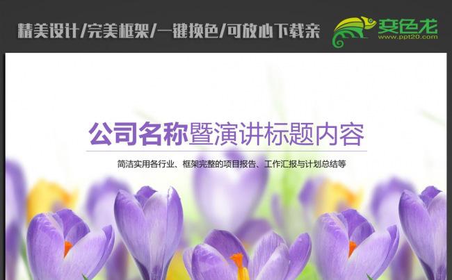 紫色唯美郁金香ppt动态模板缩略图