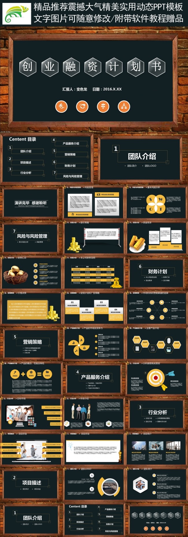创业融资计划书动态PPT模板（最新）