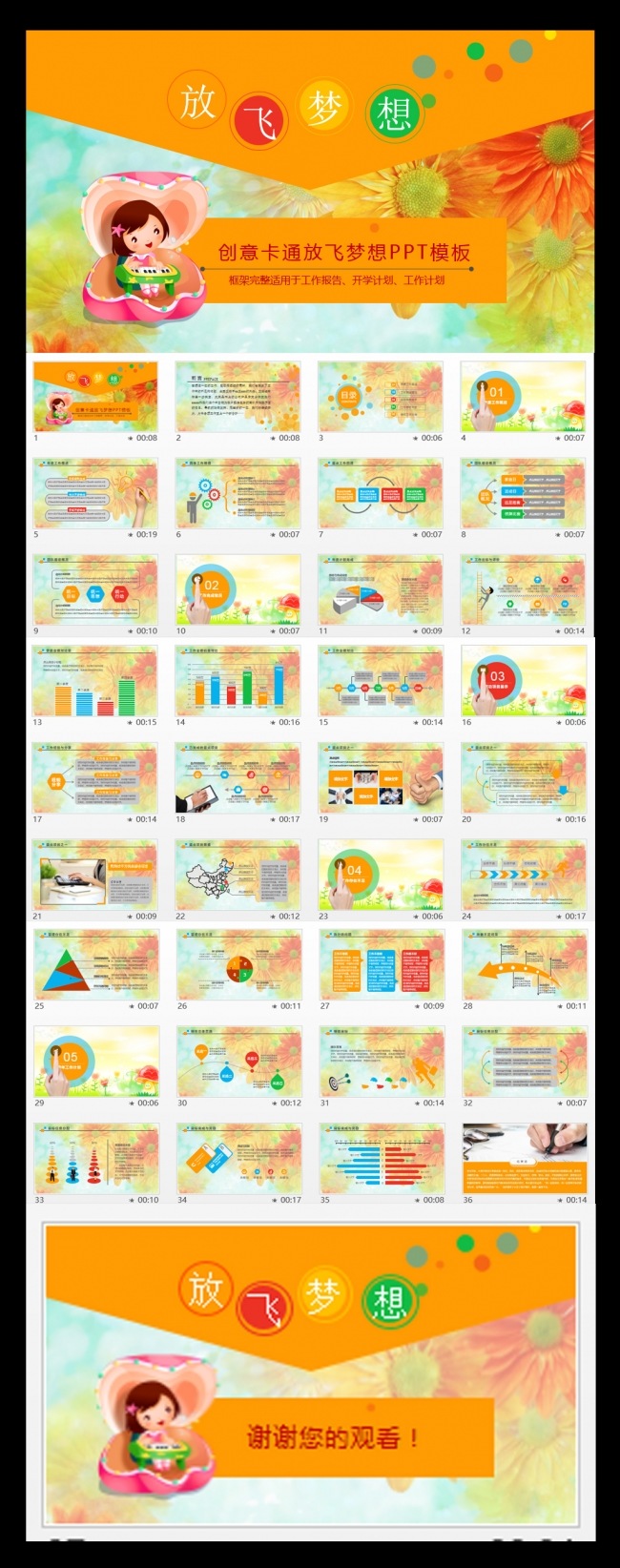 可爱儿童幼儿园教育课件PPT模板下载
