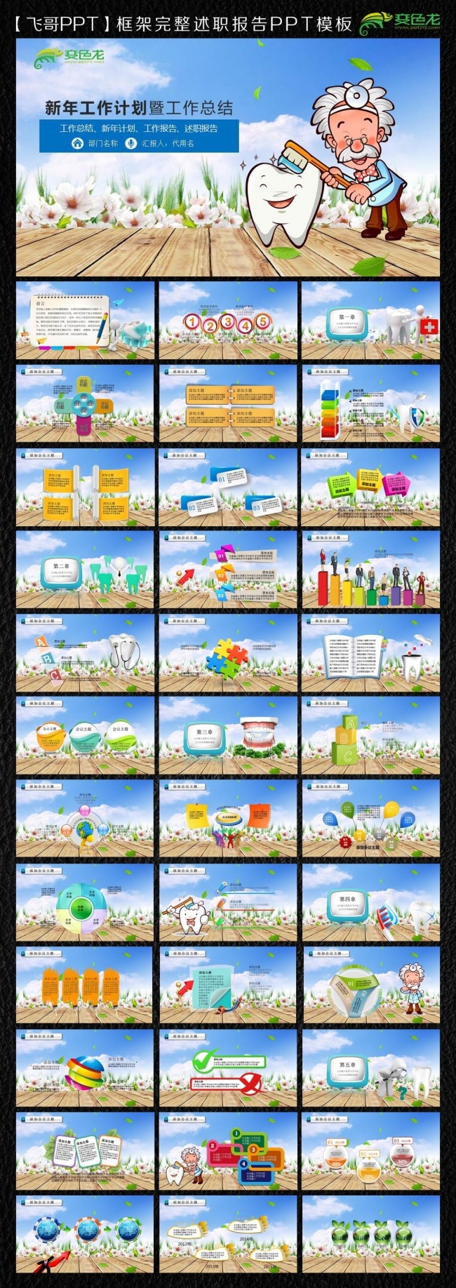 【飞哥PPT】牙科口腔护理ppt通用模板