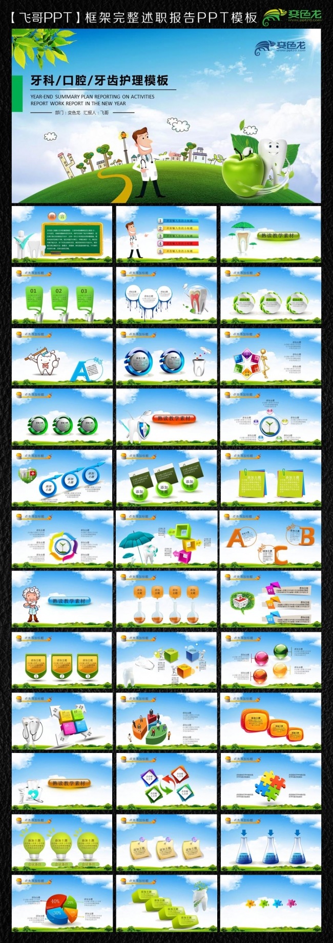 【飞哥PPT】2016牙科口腔专家工作报告ppt