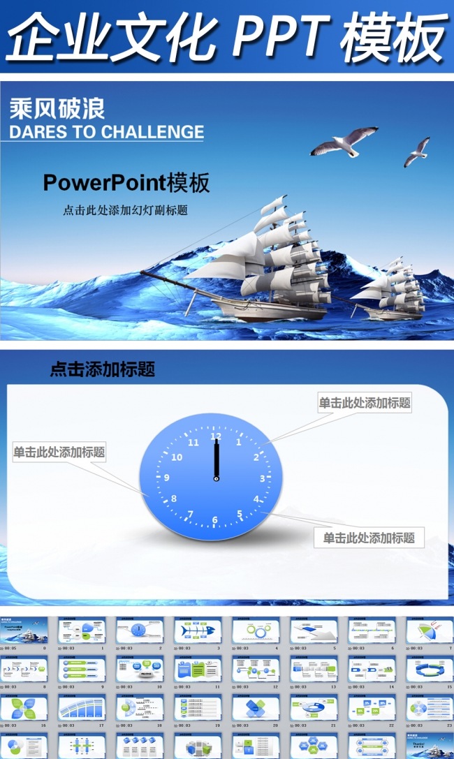 乘风破浪企业文化工作总结汇报类PPT模板