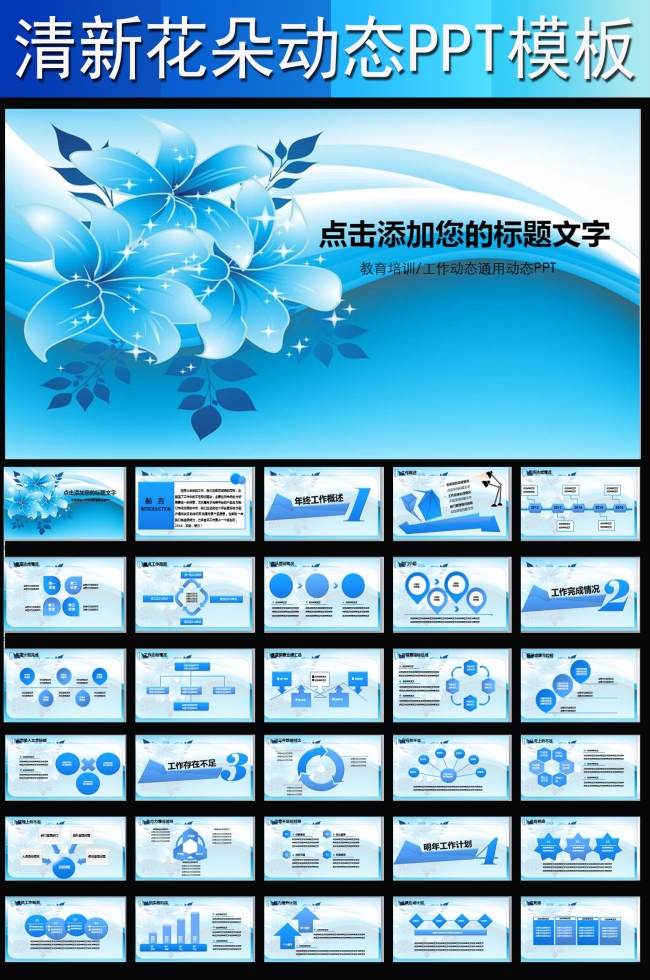 动态清新花朵节能环保教育清新幻灯片PPT