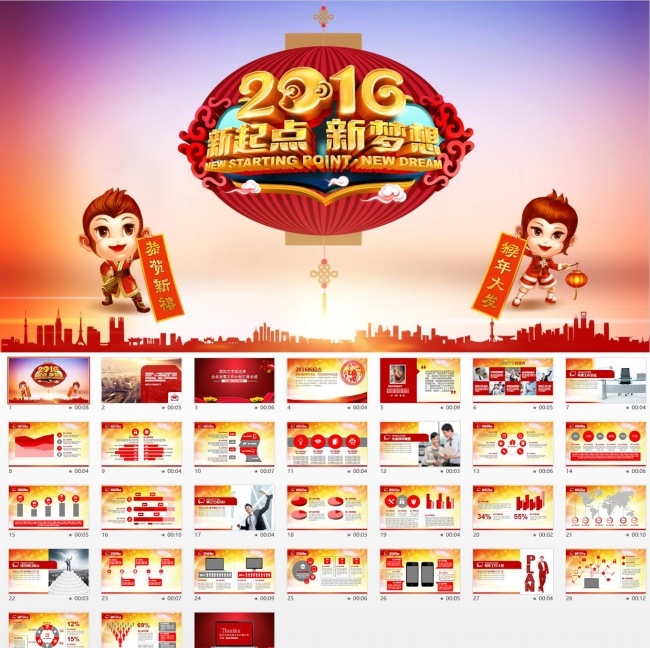 新起点新梦想公司年会新年计划年终总结PPT模板