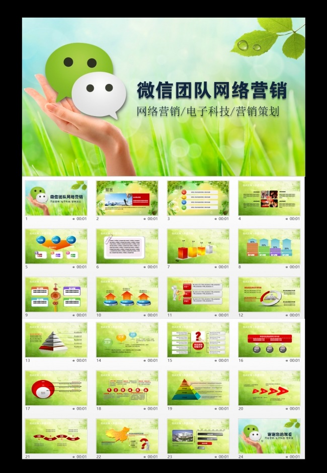 精美微信团队网络营销动态PPT模板