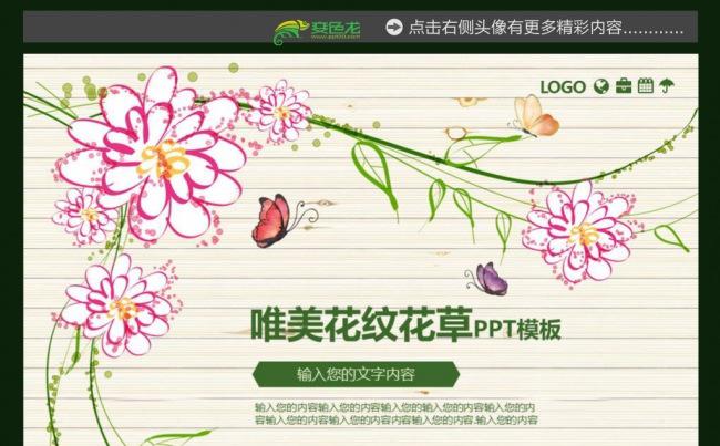 唯美精致花朵花纹手绘ppt模板缩略图