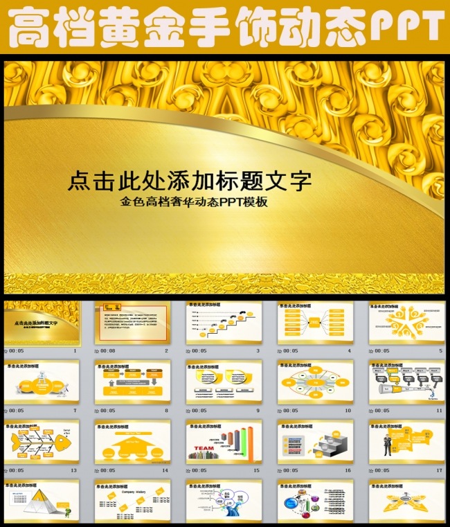 黄金质感珠宝首饰高档奢华动态PPT模板