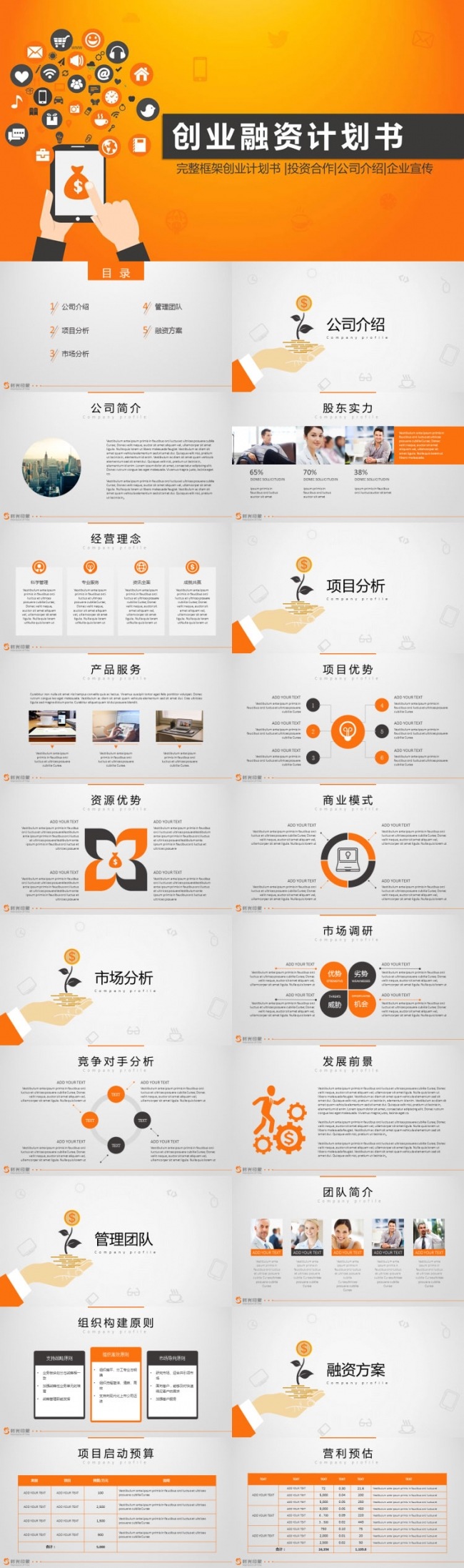 大气简洁高端创业融资策划报告PPT模版
