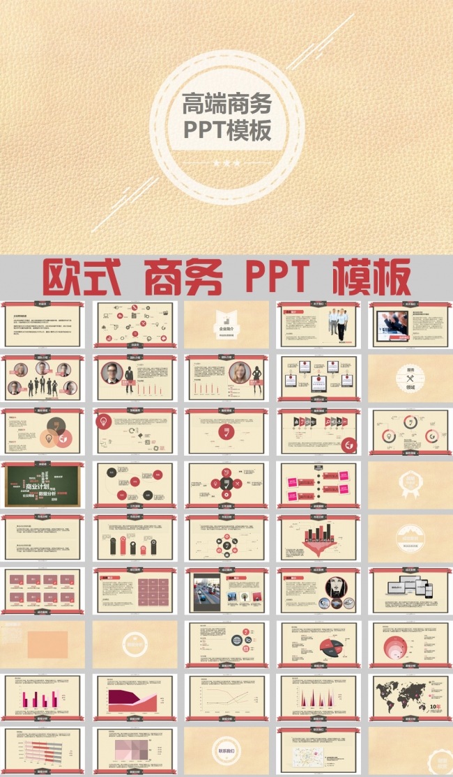 欧式皮革典雅工作报告ppt模板
