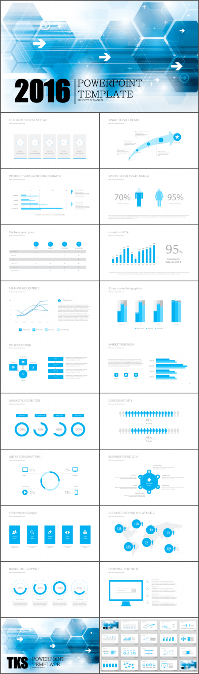 2016蓝色商务工作汇报PPT模板