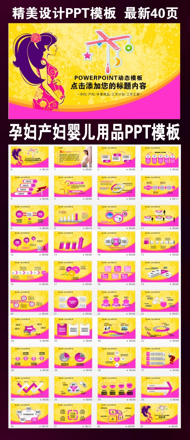 孕妇保健母婴用品培训胎教PPT模板