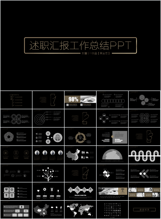 【耀你好看】黑金时尚商务汇报PPT【送图标】