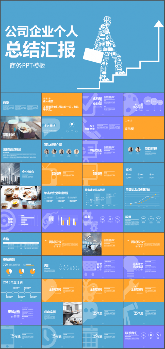 公司企业个人总结汇报通用PPT模板