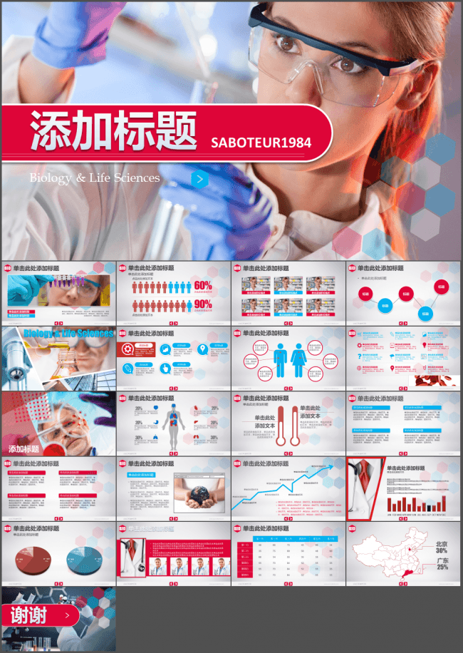 医疗医学生物科学通用汇报PPT模板
