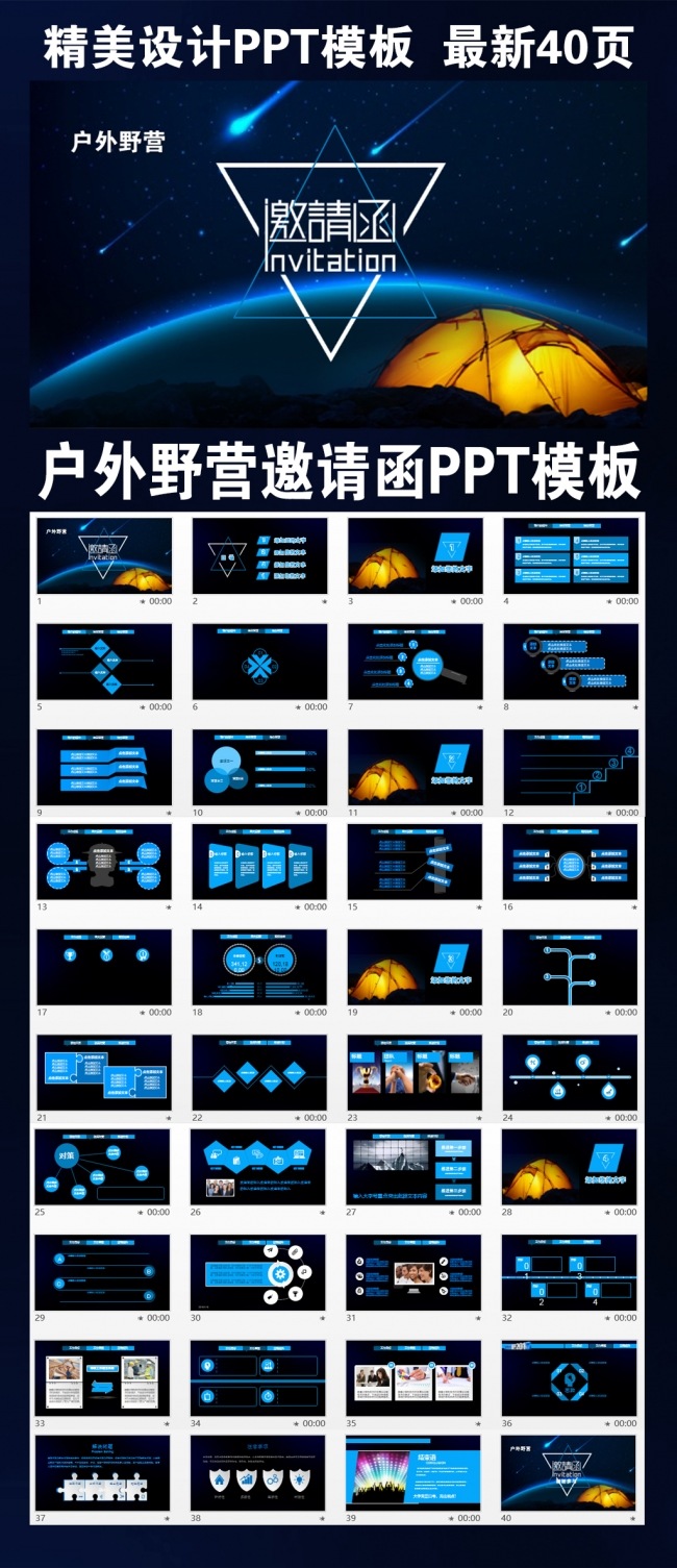 户外野营团队合作组织活动邀请涵PPT模板