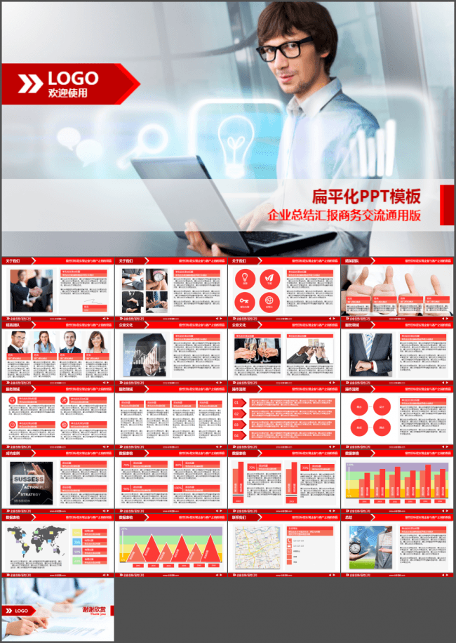 企业总结汇报商务交流PPT模版