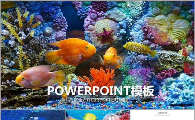 唯美海底世界海洋ppt动态模板缩略图
