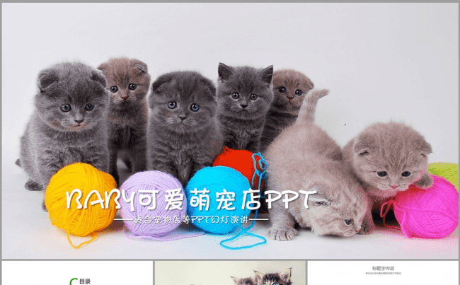 可爱猫咪萌宠ppt动态模板缩略图