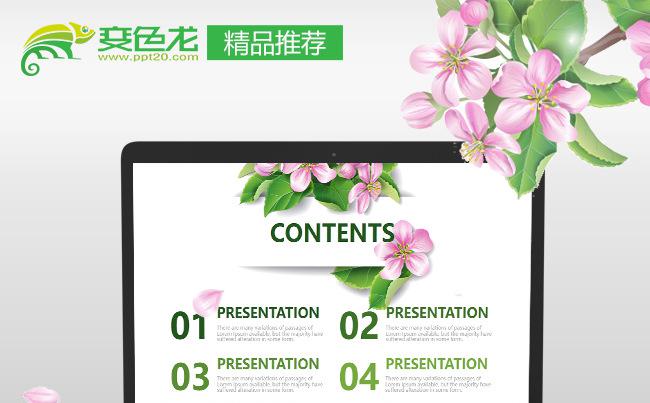 文艺复古韩范精美鲜花PPT模板缩略图