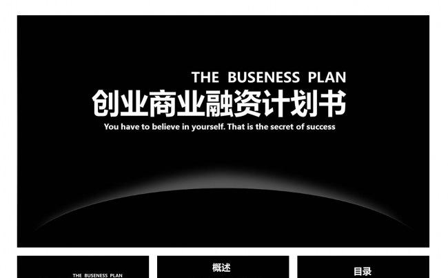 黑色简约大气商业创业融资计划书PPT模板缩略图