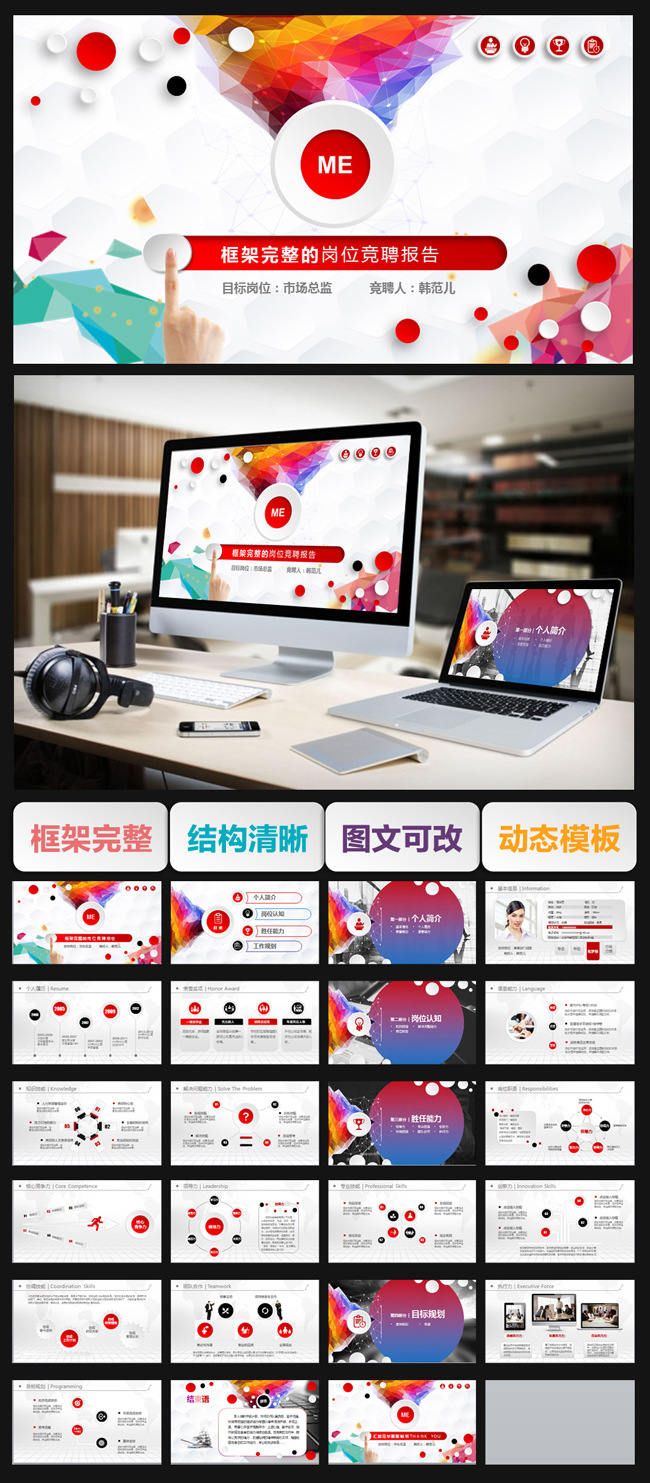 【个性大气】述职报告个人简历ppt动态