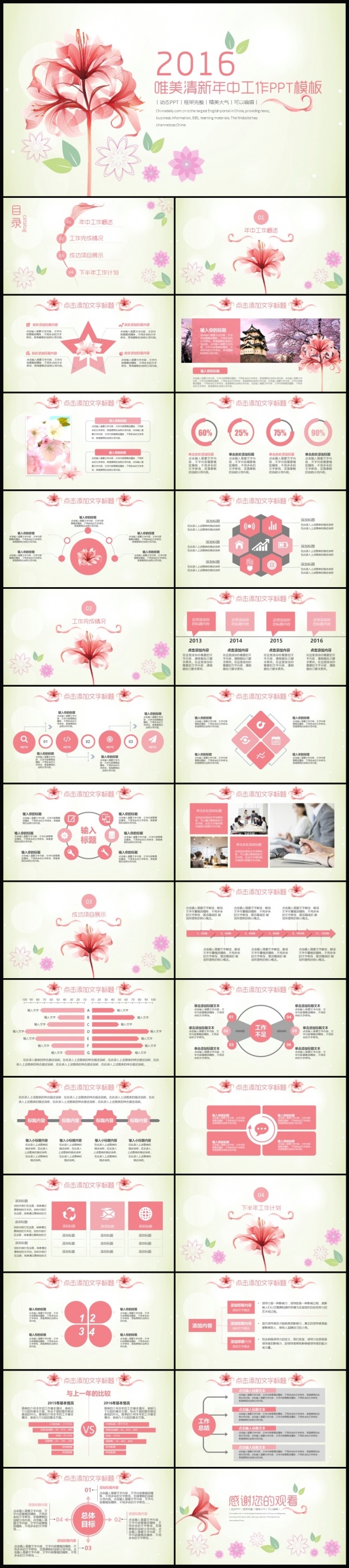 精美2016年中工作总结汇报PPT模板