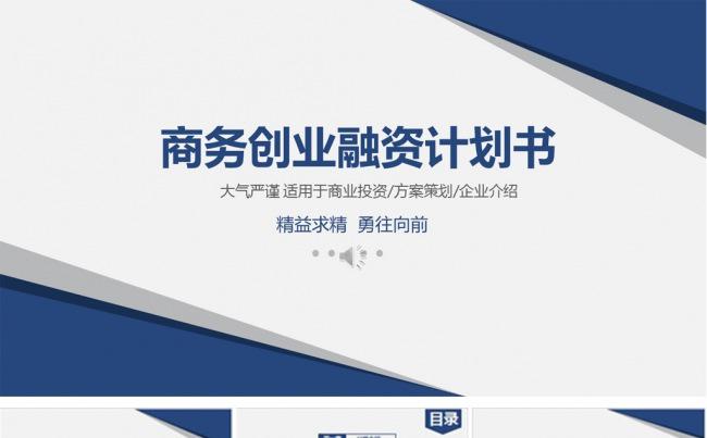 蓝色清新创意商业融资计划书PPT模板缩略图