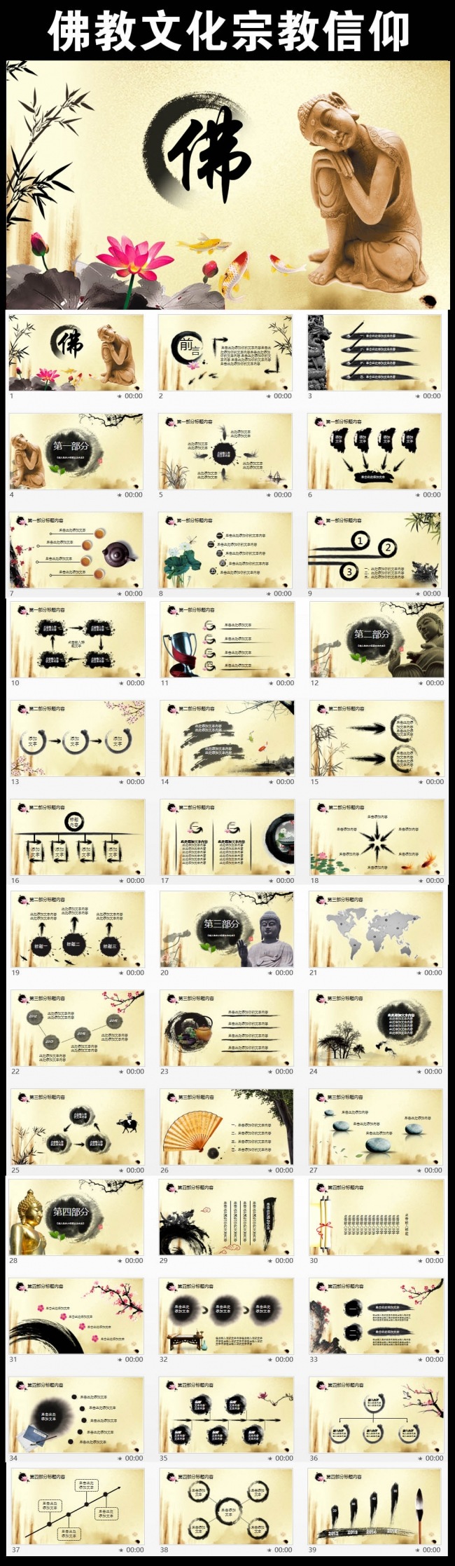 佛教文化寺庙宗教佛学信仰中国风PPT模板