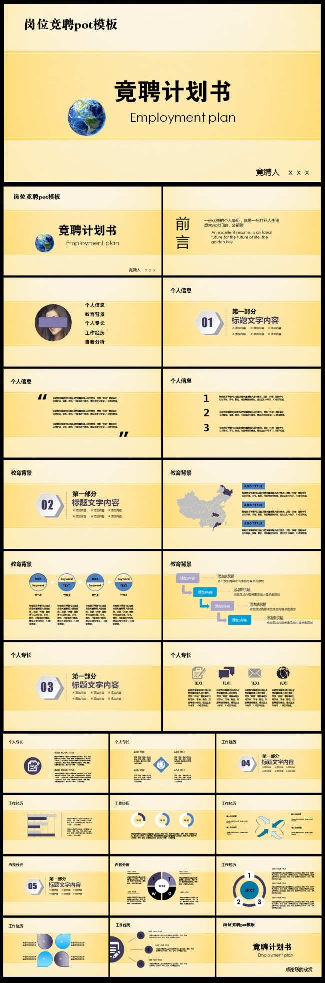 清新简洁岗位竞聘计划书ppt模板