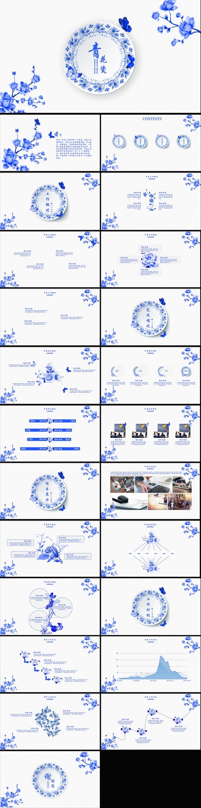 实用青花瓷创意工作汇报PPT模板