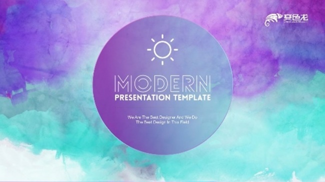 渐变水彩风动画又没渲染格调极美英文PPT