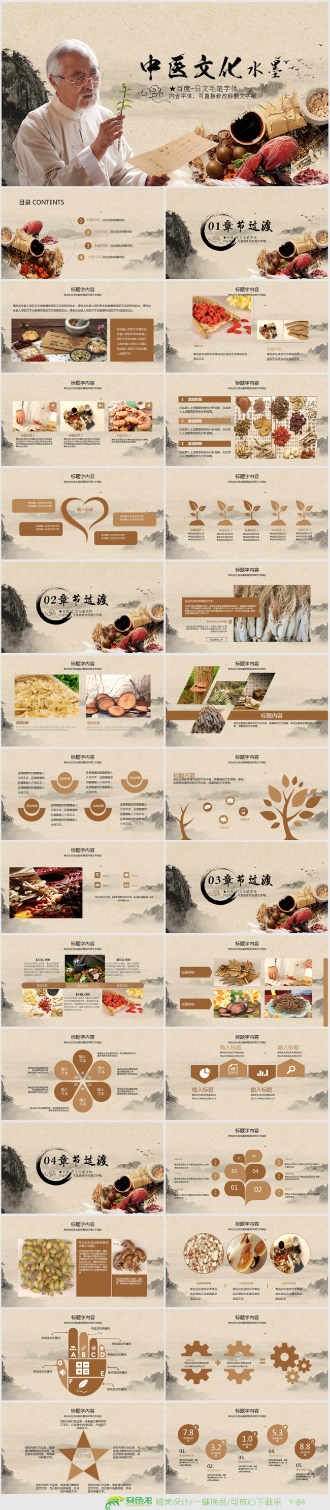华佗在世中药中医文化ppt动态模板