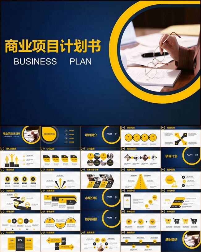 简约商业创业计划书PPT模板