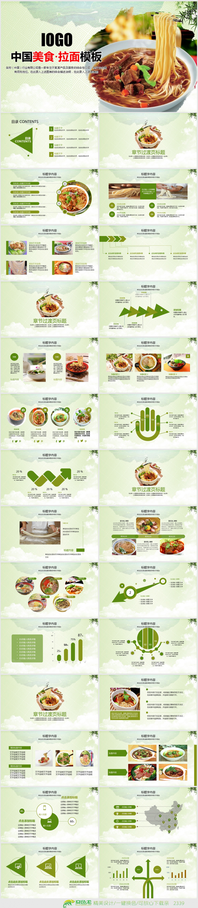 中国拉面美食文化ppt动态模板