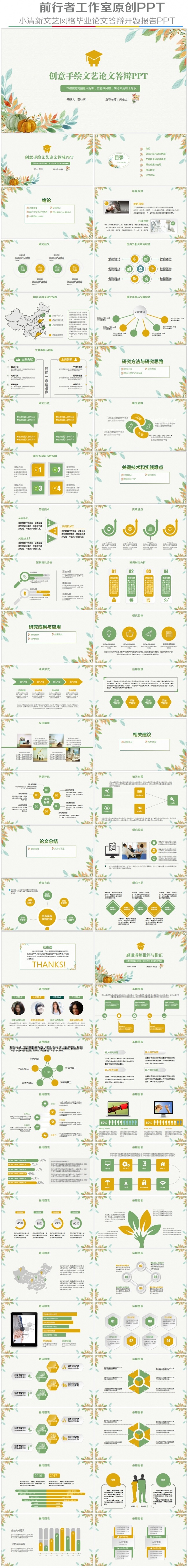文艺小清新淡雅简约创意毕业论文答辩开题报告课题汇报PPT模板