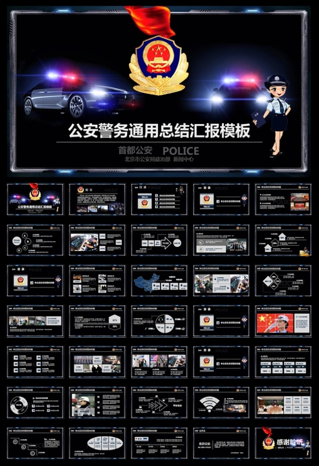 【炫酷警察威严】警察交警公安工作汇报总结