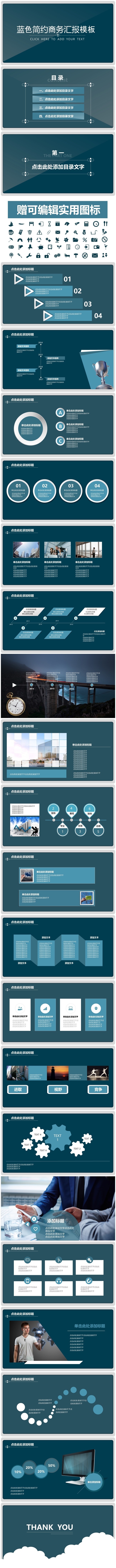 （精品推荐）蓝色简约商务通用汇报PPT模板