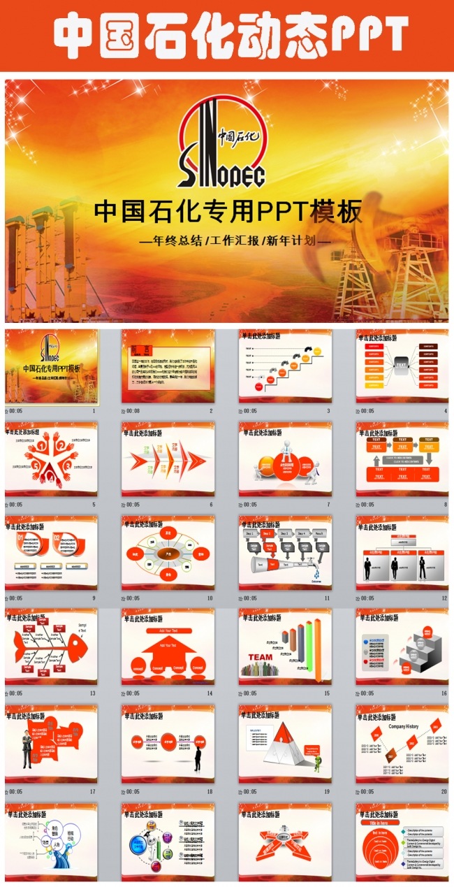 中国石化石油天然气工业加油站PPT模板