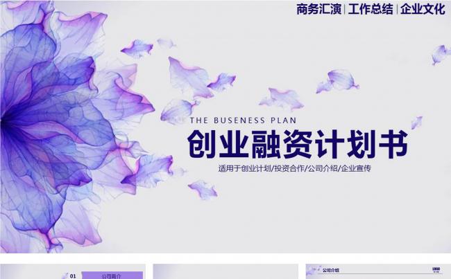 梦幻紫创业融资计划书PPT模板缩略图