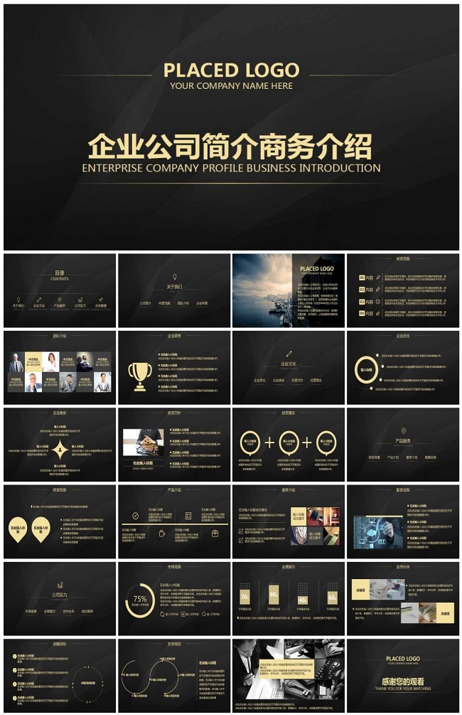 黑色 大气 企业宣传 公司简介 商务介绍 汇报总结