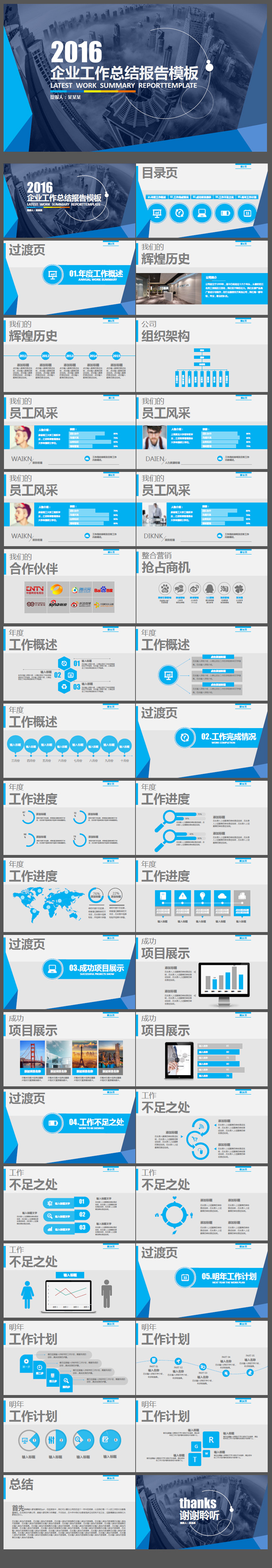 2016企业工作总结汇报ppt模板