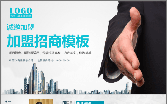 加盟招商投资商业计划策划通用框架完整简洁实用PPT动态模板缩略图