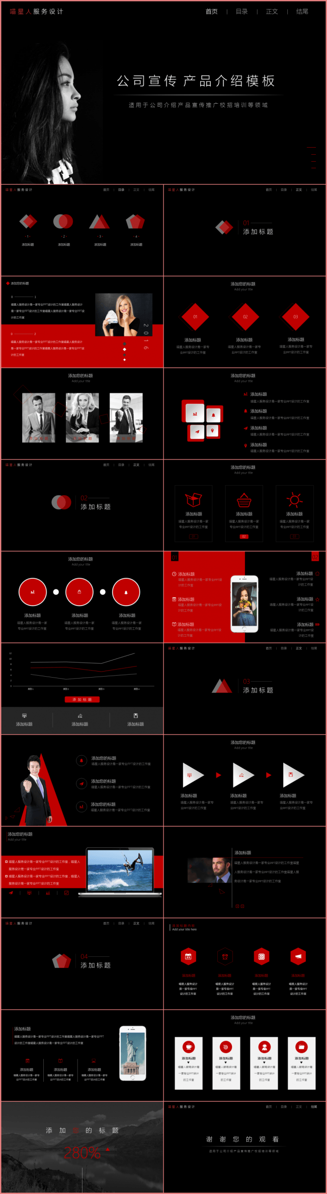 【烈焰红】公司简介产品宣传工作总结动态精美模板