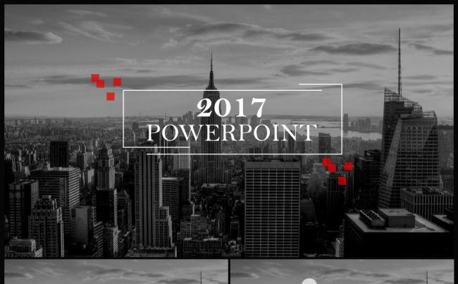 红色欧美范2017大气商务通用PPT模板缩略图