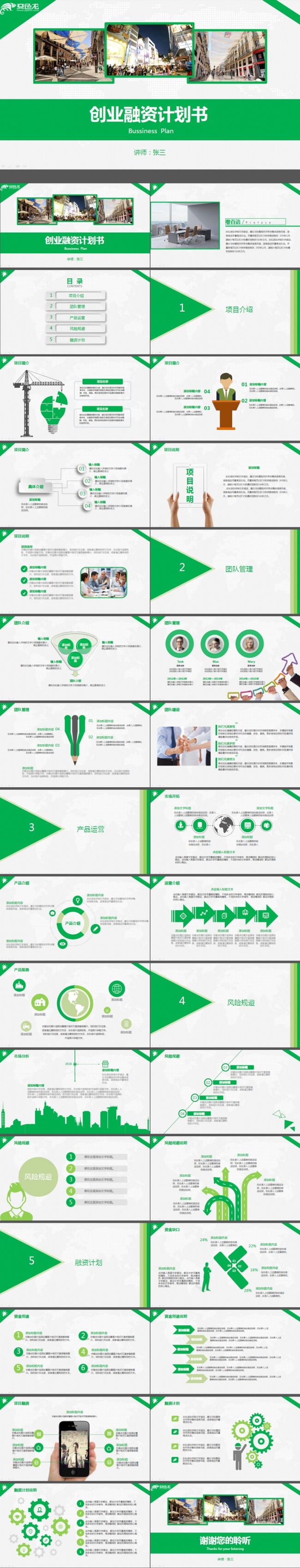 通用商务通用创业融资计划书PPT模板