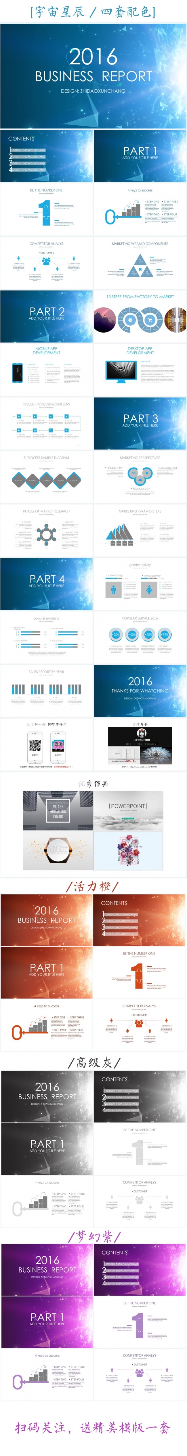【宇宙星辰-第一弹】半年度月度工作总结汇报PPT【四套配色】