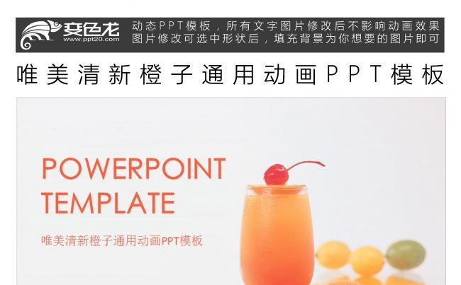 唯美清新橙子通用动画PPT模板缩略图