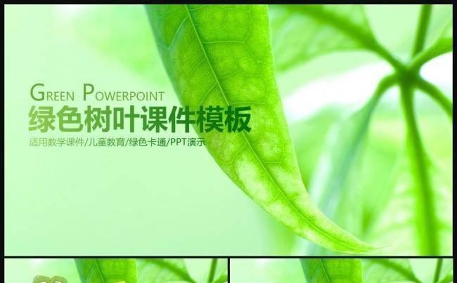 绿色树叶清新淡雅教育教学商务汇报PPT模板缩略图