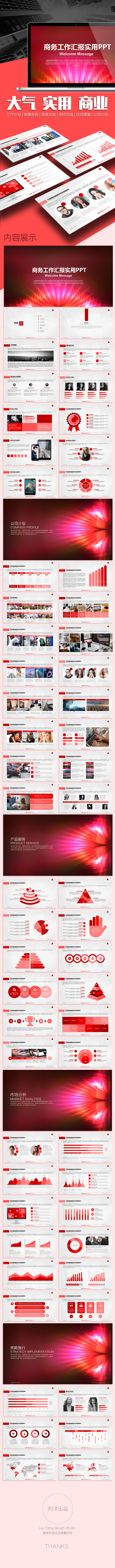 【LY】红色商务工作汇报实用PPT