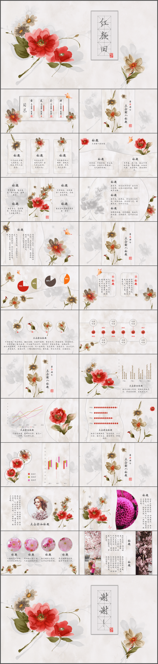 唯美花卉总结汇报模板（二）